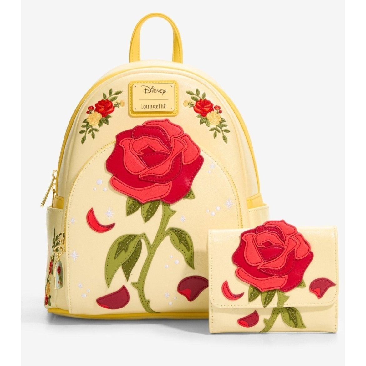 Loungefly Disney Beauty And The Beast Enchanted Rose Shimmer Backpack & Wallet!